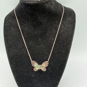 ARTISTRY Butterfly Necklace Abalone Shell Vintage Silver Tone Boho